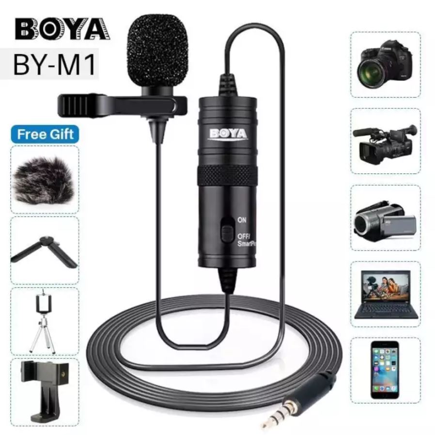 Micro Cài Áo, Micro Thu Âm Cài Áo Cao cấp BOYA BY-M1 Thu đa hướng Cho Điện Thoại, Máy Tính, Máy Ảnh, DSLR, Máy Quay Phim... Giá Rẻ.