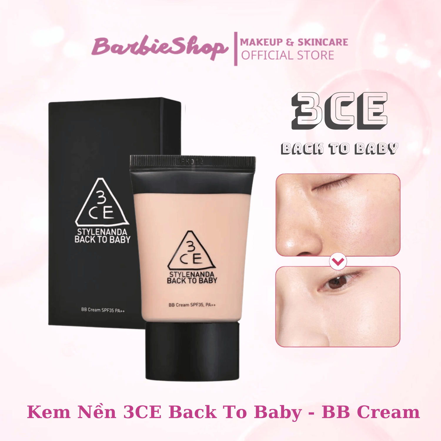 Kem nền bb cream 3ce stylenanda back to baby spf35 pa++