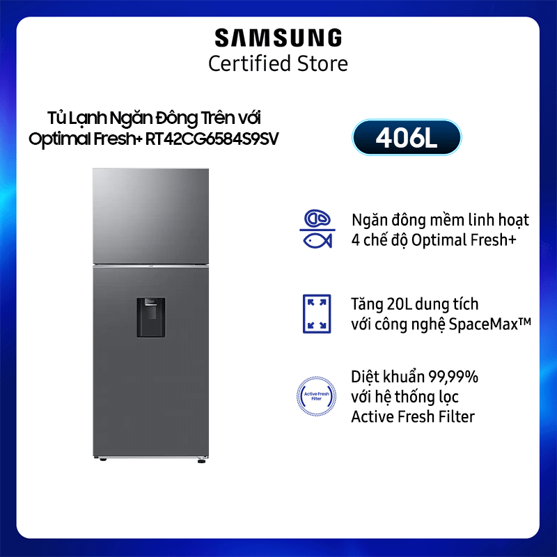 [Chỉ Giao + Lắp Hà Nội] Tủ Lạnh Samsung Ngăn Đông Trên 406L (RT42CG6584S9SV)