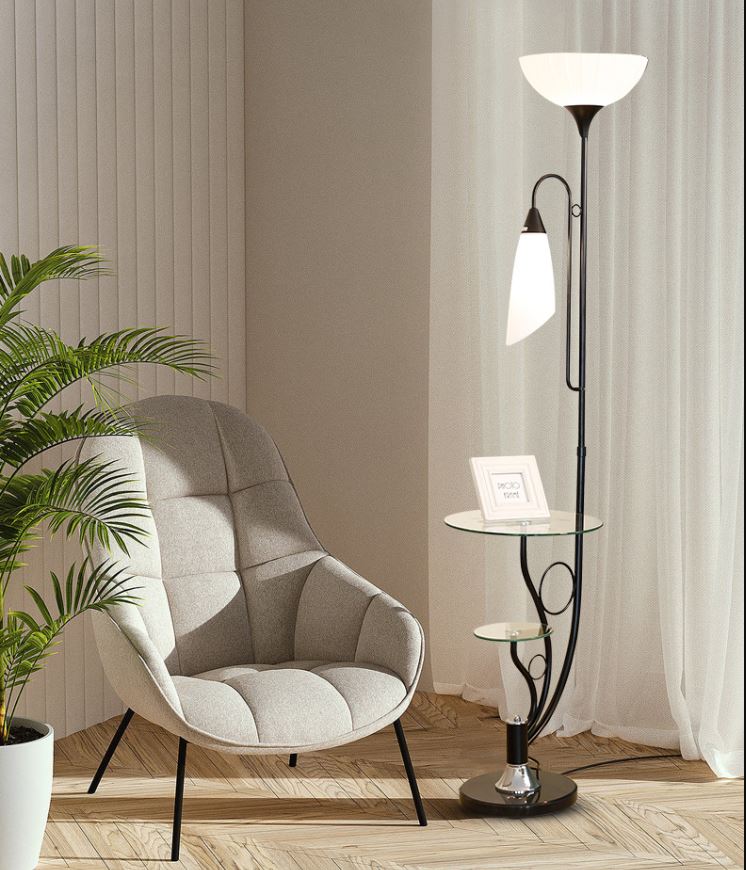 Đèn cây phòng khách 2 màu đen trắng sang trọng SOCHA kèm 2 bóng led chuyên dụng