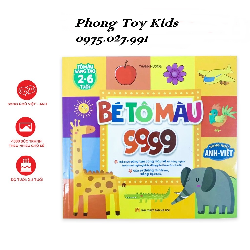Bé tô màu song ngữ anh việt 9999 hình ảnh - bộ tô màu nhiều chủ đề cho trẻ em