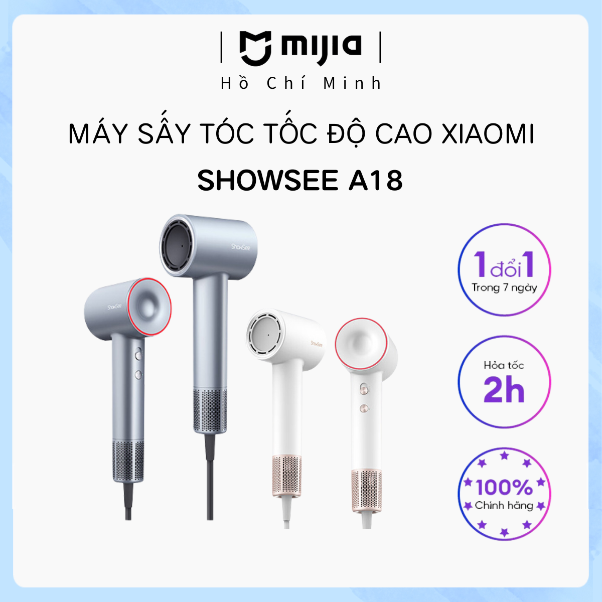 Máy Sấy Tóc Ion Âm Xiaomi ShowSee A18 Công Suất 1600W Làm Khô Tóc Nhanh Dưỡng Ẩm Mijia HCM