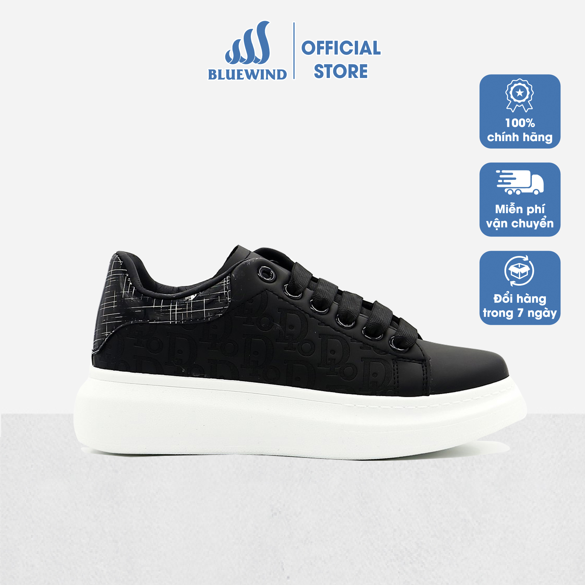 Giày thể thao nữ đế bằng bluewind da mềm, giày sneaker độn đế kiểu dáng hàn quốc 68749