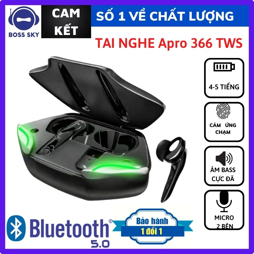 [MẪU MỚI] Tai nghe bluetooth Gaming Apro366 TWS HF3 BOSS SKY Bass Mạnh Không Dây Có Mic  Độ Trễ Cực Thấp Khi Chơi Game