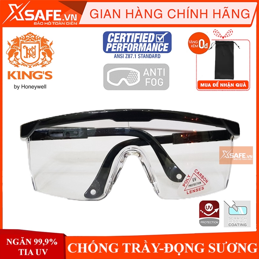 Kính bảo hộ lao động Kings Ky151 - Mắt kính chống bụi chống tia UV chống trầy xước đọng hơi sương (màu trắng trong) HOT SALE
