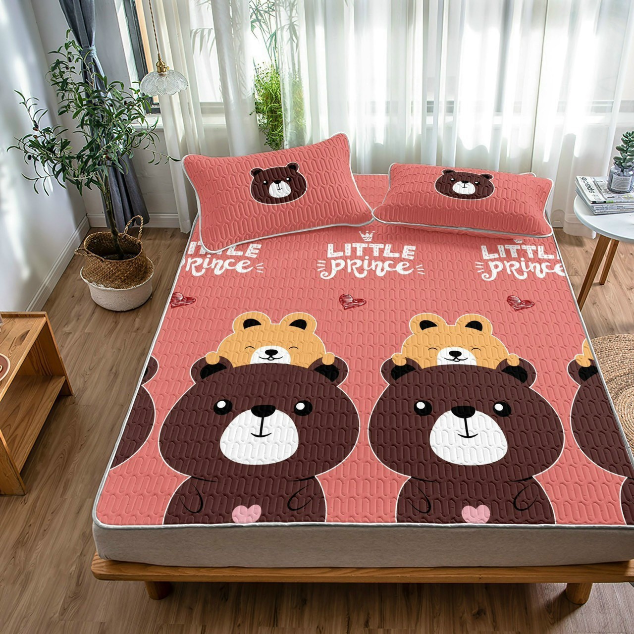 Chiếu cao su non chiếu điều hòa 1m6 x2m cao su non tặng kèm 2 vỏ áo gối hình ảnh sắc nét
