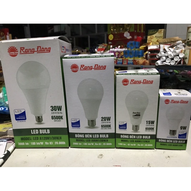 Bóng đèn LED Rạng Đông 5W - 9W - 20W - 30W, ChipLED SAMSUNG Bảo Hành 2 Năm