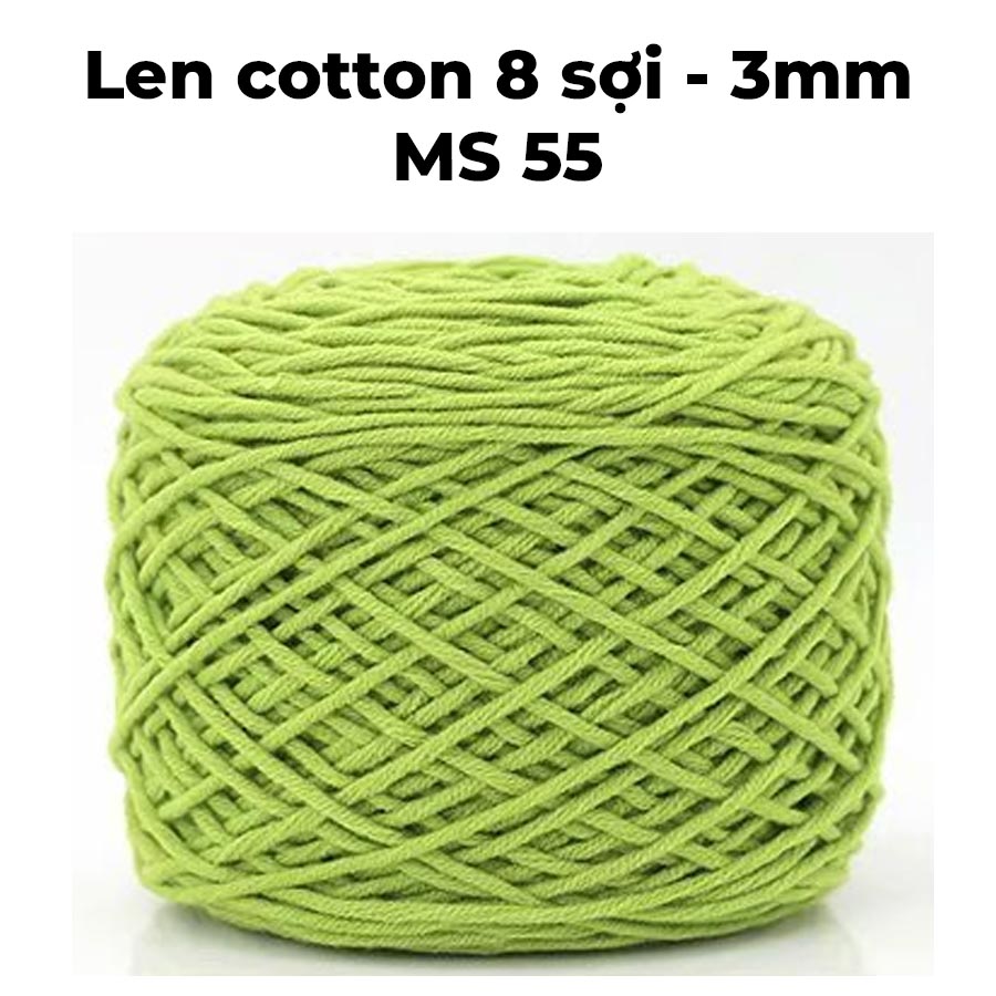 Len cotton chất lượng cao 8 sợi nhỏ kích thước 3mm cuộn lớn dùng đan móc, thêu nổi punch needle, thêu xù, làm thảm tufting handmade