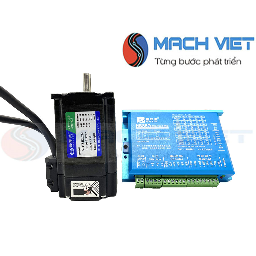 Bộ động cơ hybrid servo 57hse 2.2nm và driver hbs57 hãng pfde giá rẻ