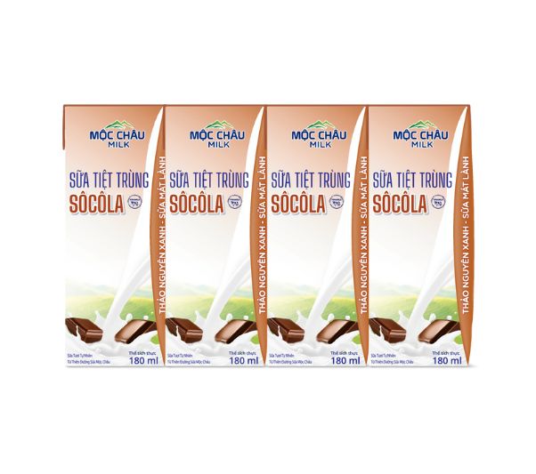 1 Lốc 4 Hộp Sữa Tươi Tiệt Trùng Socola Mộc Châu Milk 180ml/Hộp