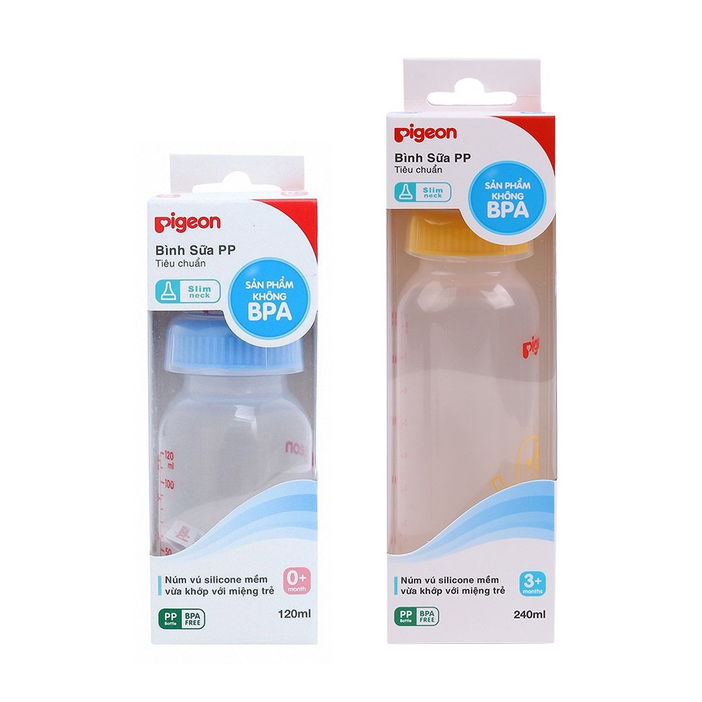 Bình sữa pigeon 120ml: bình sữa cổ nhỏ pp tiêu chuẩn