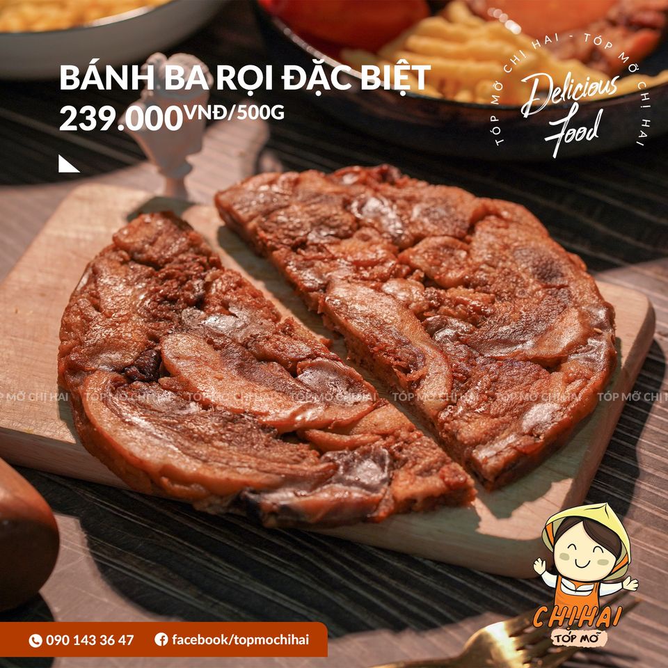 Bánh tóp mỡ ba rọi chị hai nguyên bánh vị giòn hoặc dẻo 500gr tm07