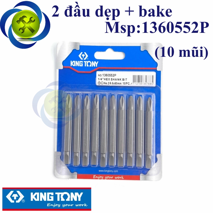 Mũi vít hai đầu dẹp + bake kingtony 1360552p dài 60mm