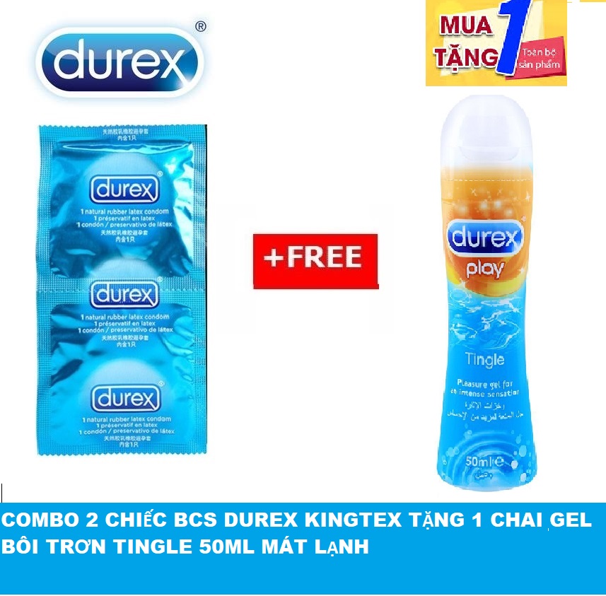 [HCM]Mua 2 Chiếc Bao Cao Su Durex Tặng 1 Gel Bôi Trơn Durex Tingling 50ml -Che tên sp khi giao hàng