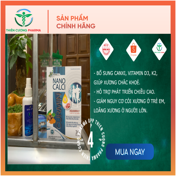 Bổ sung canxi - curmin nano calci hộp 30 viên
