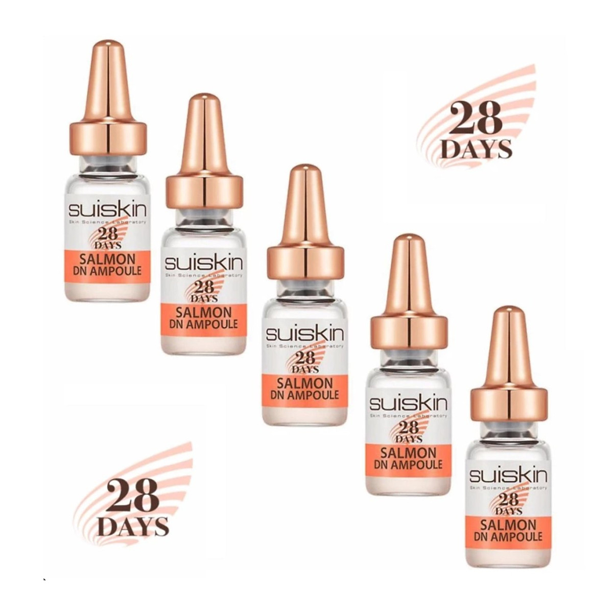 [6-11/12 VOUCHER GIẢM 8%]Combo 5 chai Tinh chất Tế bào gốc từ DNA trứng cá hồi Giảm mụn phục hồi da Suiskin Salmon DN Ampoule 28 days (2ml x 5)