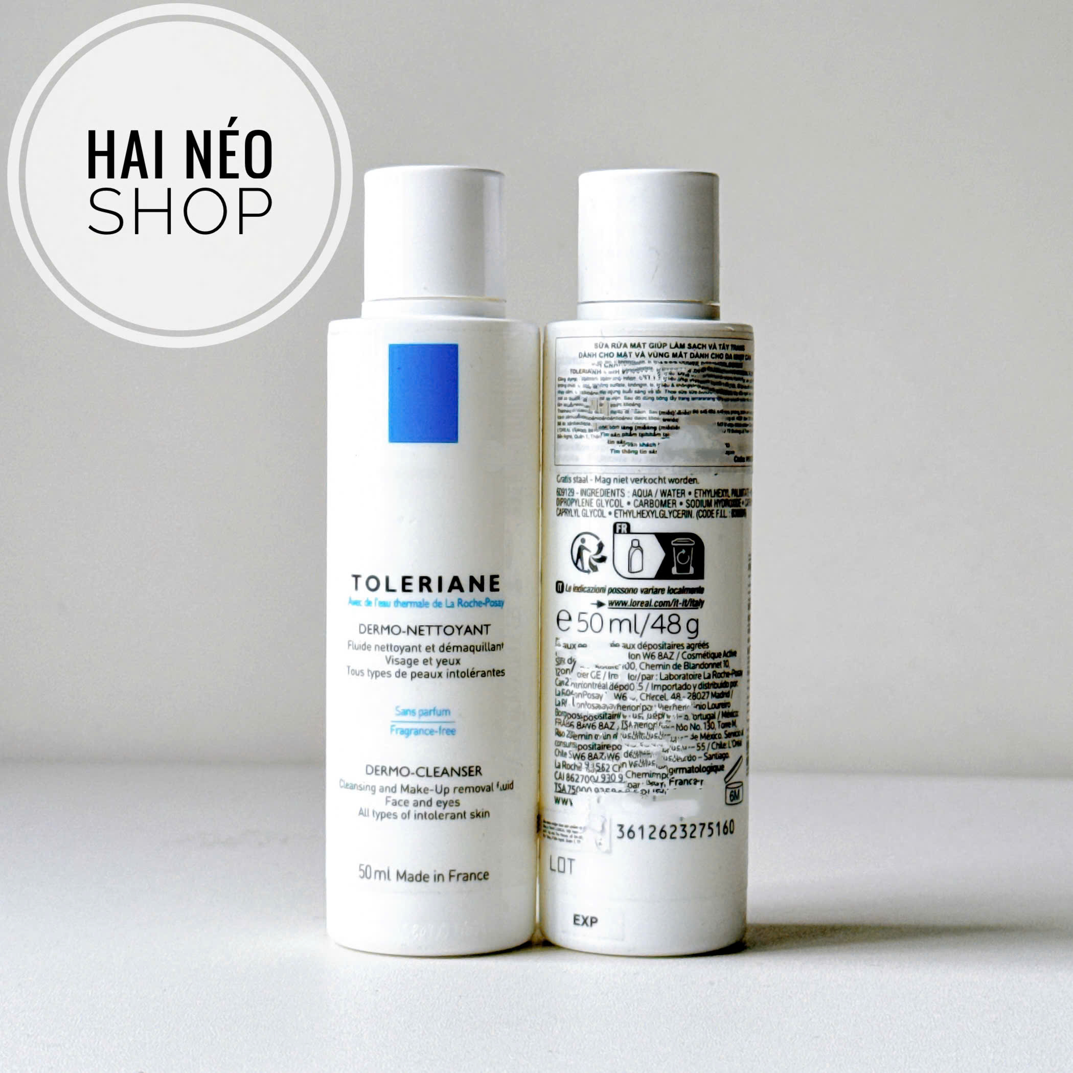 [50ml Stock Date 01/2026] Toleriane Dermo-Cleanser 2-in-1 Makeup Remover & Facial Cleanser for Sensitive Eyes and Face (France)