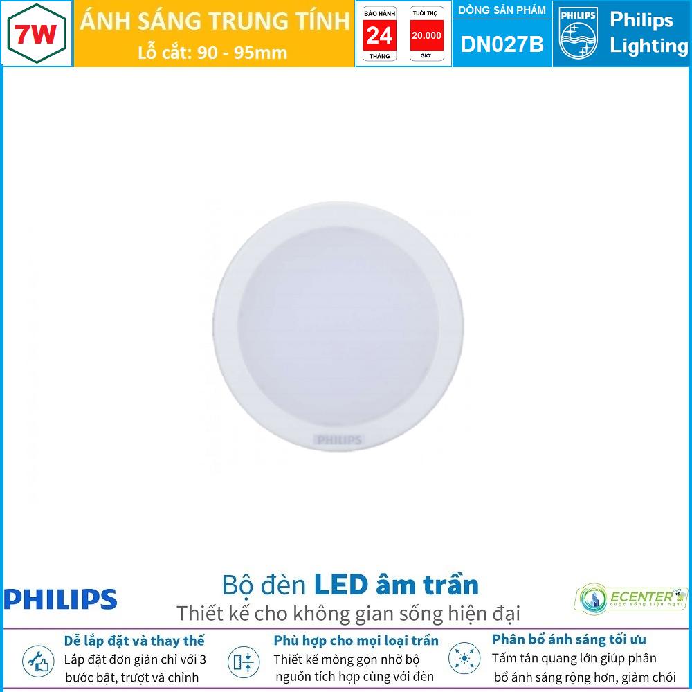 Đèn led âm trần 7w philips downlight dn027b led6 d90