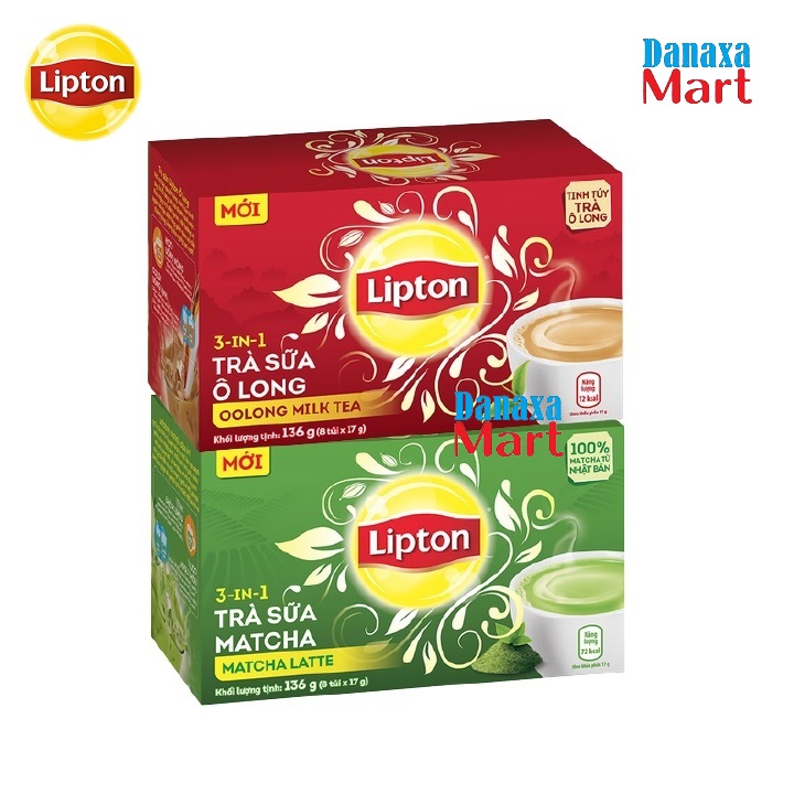 Combo 2 hộp trà sữa lipton vị matcha và ô long