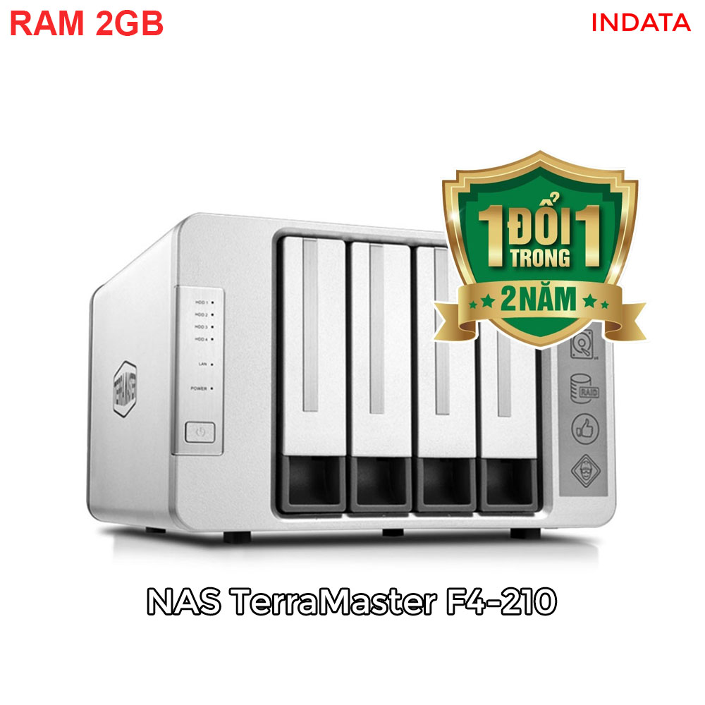 Ổ cứng mạng NAS TerraMaster F4-210 Quad-core CPU, 2GB RAM, LAN 1Gbps, 4 khay ổ cứng RAID