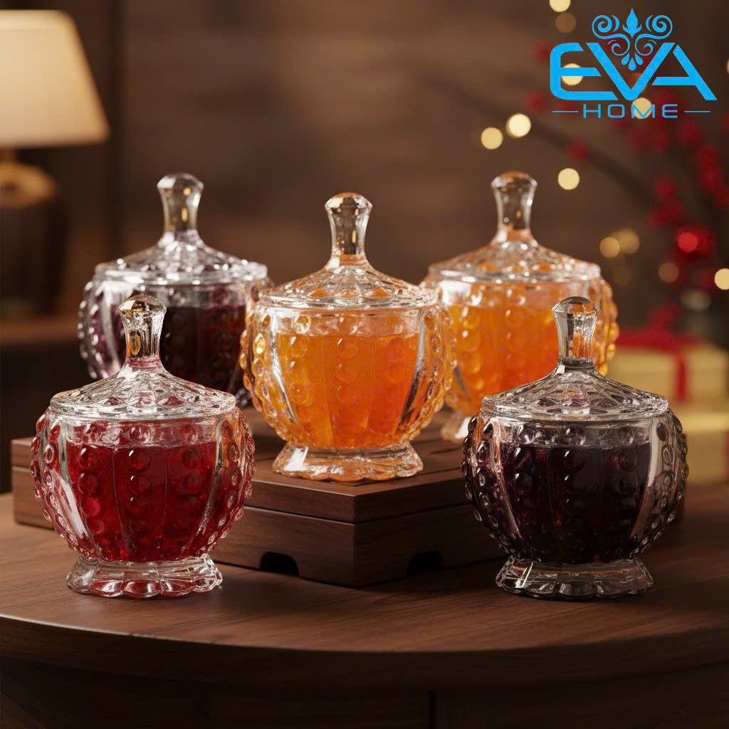 Set of 4 Luxurious Glass Jars with Floating Balls for Cakes, Candies, and Jams for Tet with Lids Tmt01 Giá 129,000 Đồng*Miễn phí vận chuyển