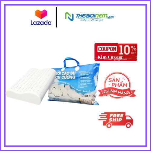 Gối nằm 100%  Cao Su thiên nhiên Kim Cương lượn sóng Siny B 39x59x10cm,nâng đỡ , êm ái