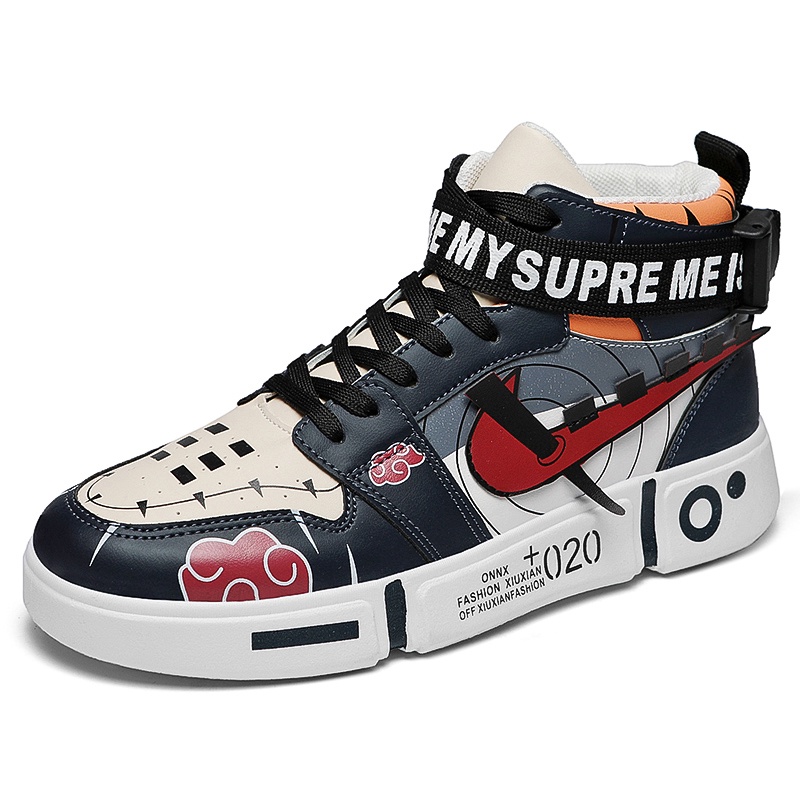 Giày thể thao cổ cao in họa tiết Akatsuki hoạt hình Naruto thời trang cho nam826