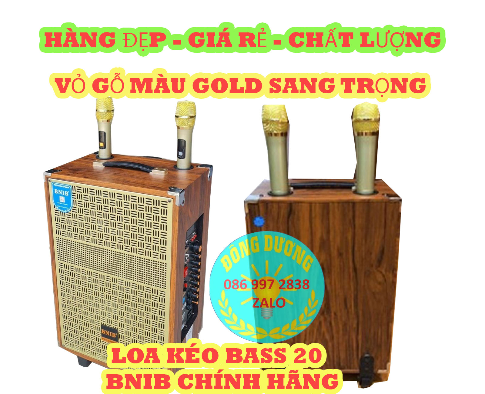 LOA KÉO BNIB M8 BASS 20 ( 2 TẤC )  CÔNG SUẤT 150W - LOẠI 2 TAY MICRO - LOA KẸO KÉO - LOA KÉO DI ĐỘNG