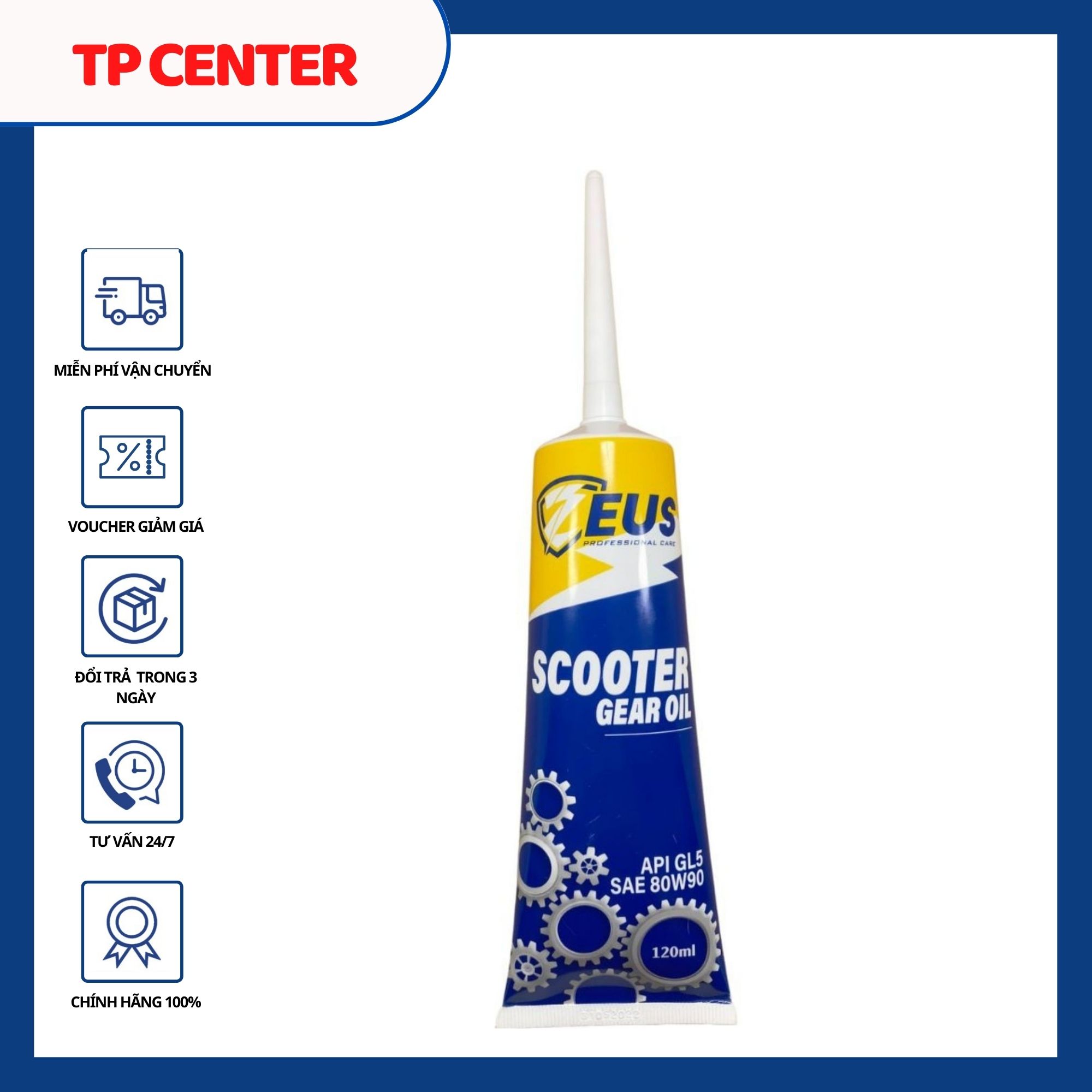 Nhớt hộp số zeus scooter gear oil api gl5-sae 80w90 120ml