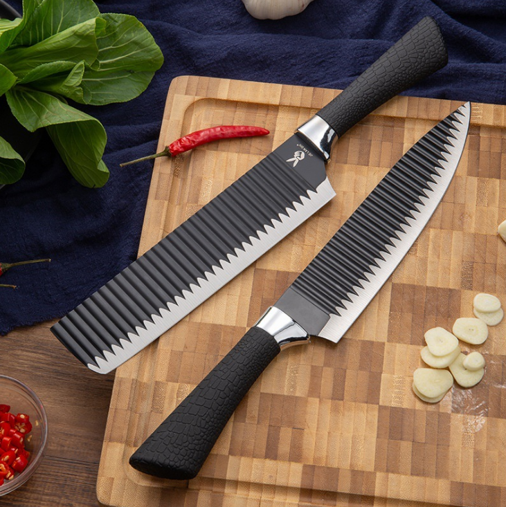 [Dao Thái Thịt Siêu Bén] Bộ 2 dao thép không gỉ gợn sóng chống dính siêu bén (chuyên thái, lọc thịt, gọt hoa quả)
