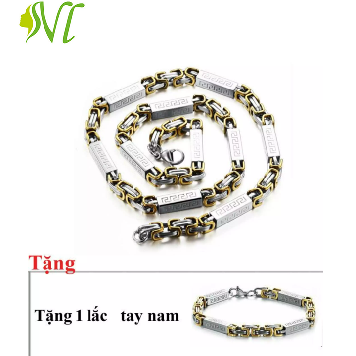 Dây chuyền Titan vạn lý trường thành mạ vàng không đen  đen dị ứng tặng lắc