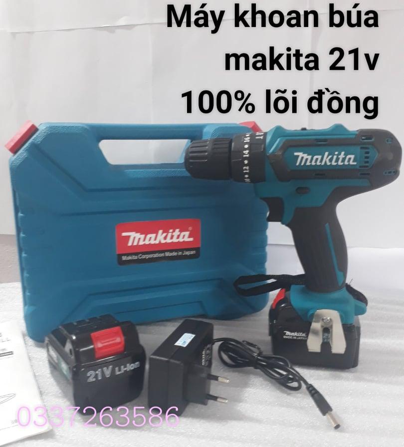 Máy khoan búa makita 21v, bắn vít, khoan sắt, gỗ, bê tông...