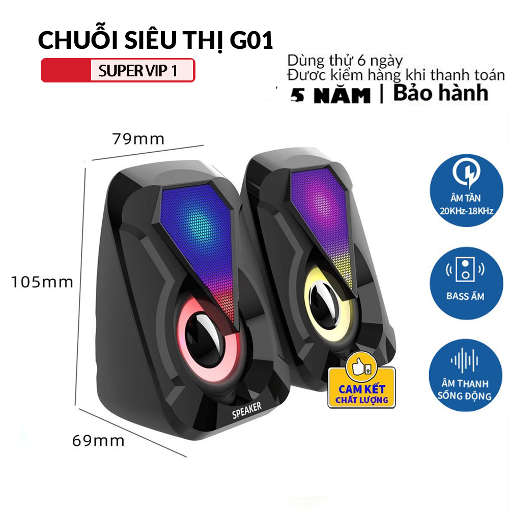 Loa máy tính bàn, loa vi tính mini lenovo L1535 công suất lớn bass mạnh có đèn led bảohành 24 tháng