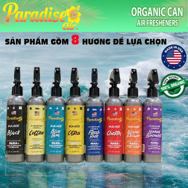  Chai Xịt Khử Mùi Xe Ô Tô PARADISE AIR Nhập Khẩu USA 207ML - Xịt Khử Mùi Tạo Hương Thơm Cho Xe Hơi Nước Hoa Ô Tô Cao Cấp 