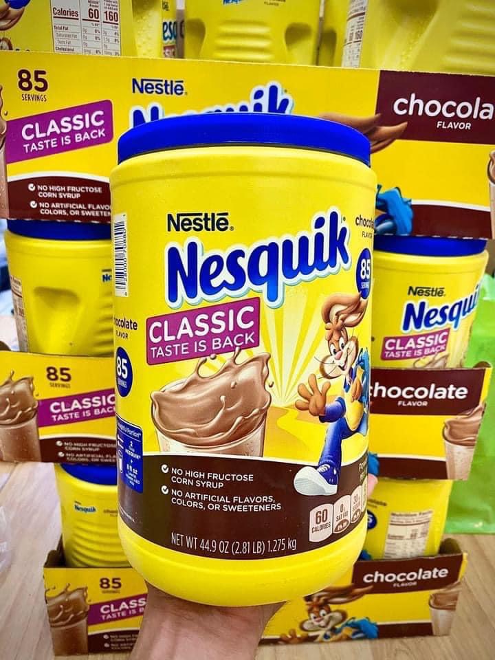Bột cacao pha sữa Nestle Nesquik Chocolate của Mỹ 1.275kg