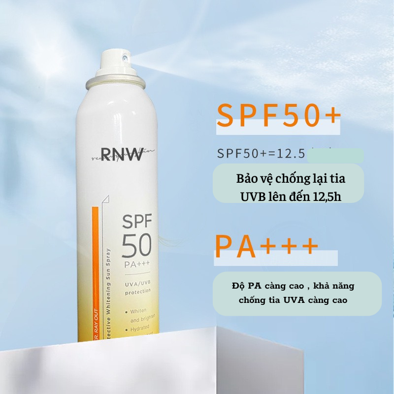 Xịt chống nắng bảo vệ da RNW spf+++ 50 bảo vệ da trước tia cực tím nâng tone da