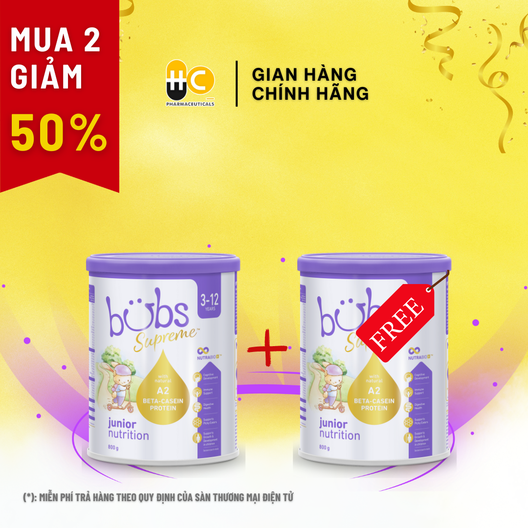 Sữa bubs supreme junior nutrition 800g dành cho bé từ 3 - 12 tuổi, nhập khẩu từ úc date 12.2024