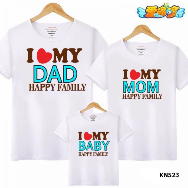 mẫu áo gia đình đẹp I Love – Happy Family