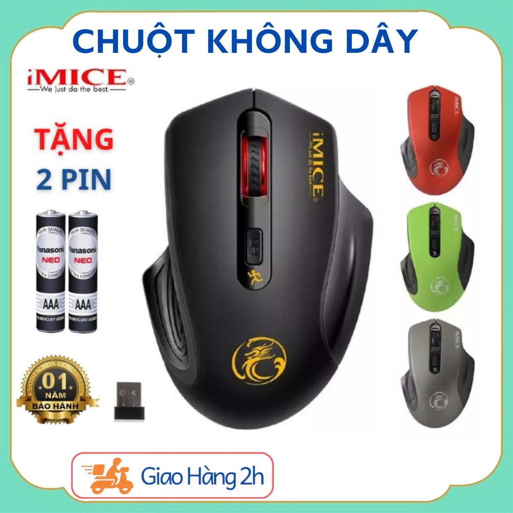 Chuột không dây gaming giá rẻ imice g1800, chuột chuyên game - tặng kèm 2 pin cao cấp , bảo hành 12 tháng