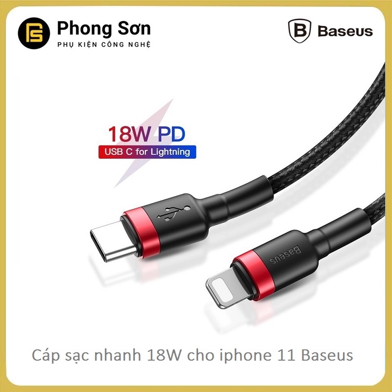 Cáp sạc nhanh 18W dùng cho iPhone 11 , Iphone 11 Pro , Pro Max - Baseus Cafule Data Cable Type-C to iphone 11