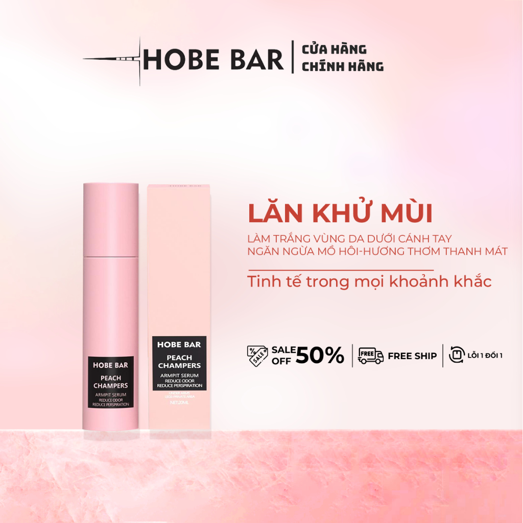 Lăn khử mùi HOBEBAR 20ml hương đào ngăn tiết mồ hôi giúp trắng sáng và giữ khô thoáng, khử mùi cho v