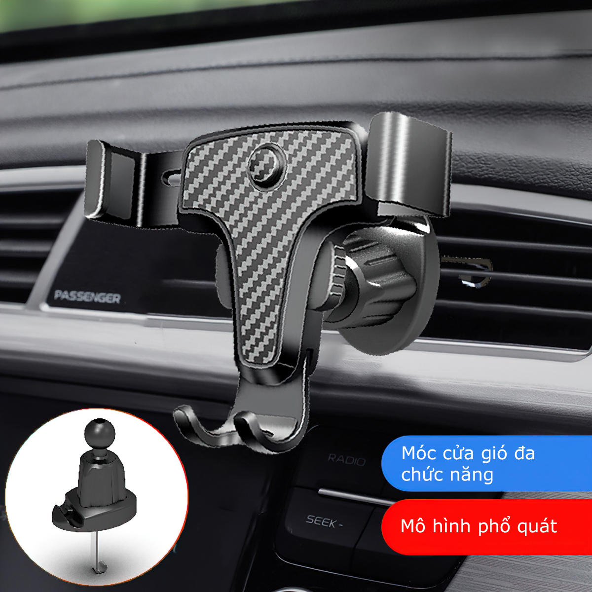 Giá đỡ điện thoại trên ô tô VuaAuto kẹp gắn cửa khe gió điều hoà xoay 360 độ vân cacbon tinh tế nhỏ gọn tiện lợi cho xe  SHOPE