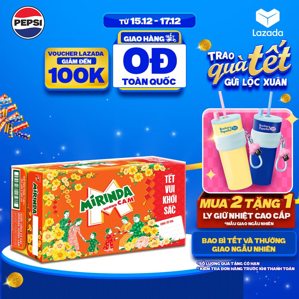   SALE 15.12  Thùng Nước Ngọt Giải Khát Có Gaz Mirinda Cam  320ml lon  