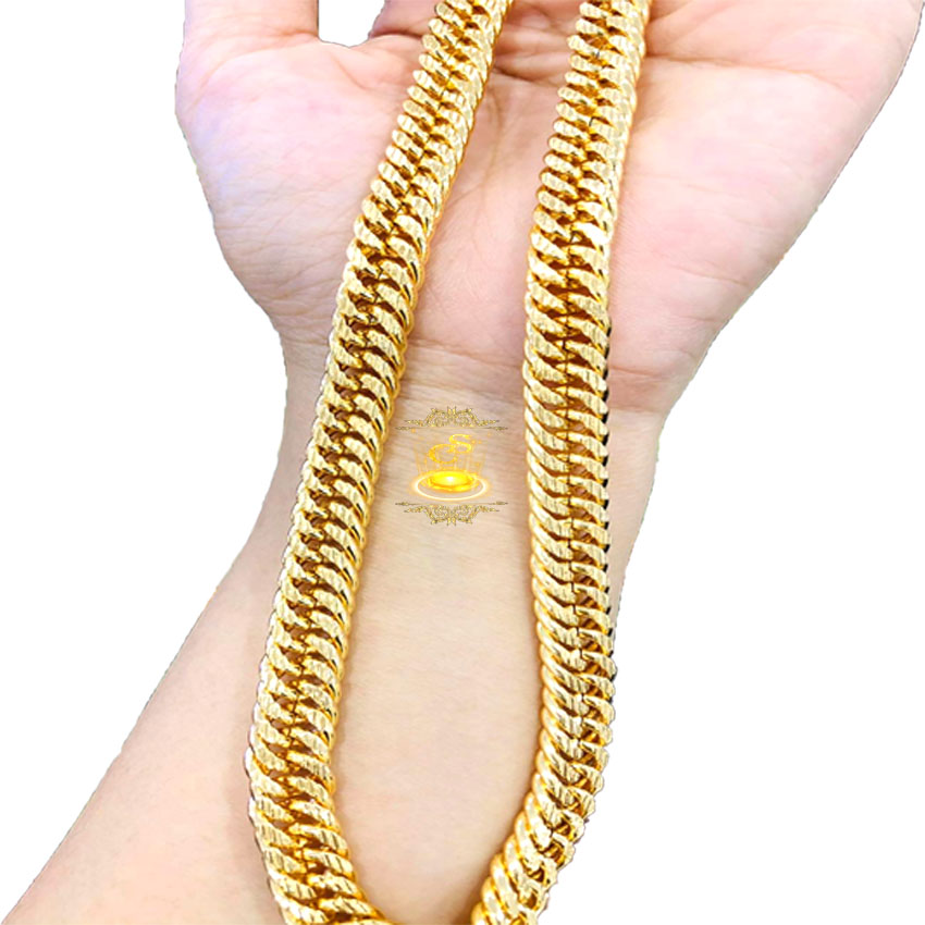 Dây chuyền khoen lật cắt máy từng mắt mạ vàng 18k - kích thước 0.9x60cm, đường nét tỉ mỉ, công nghẹ xi hiện đại - caraven silver - XD