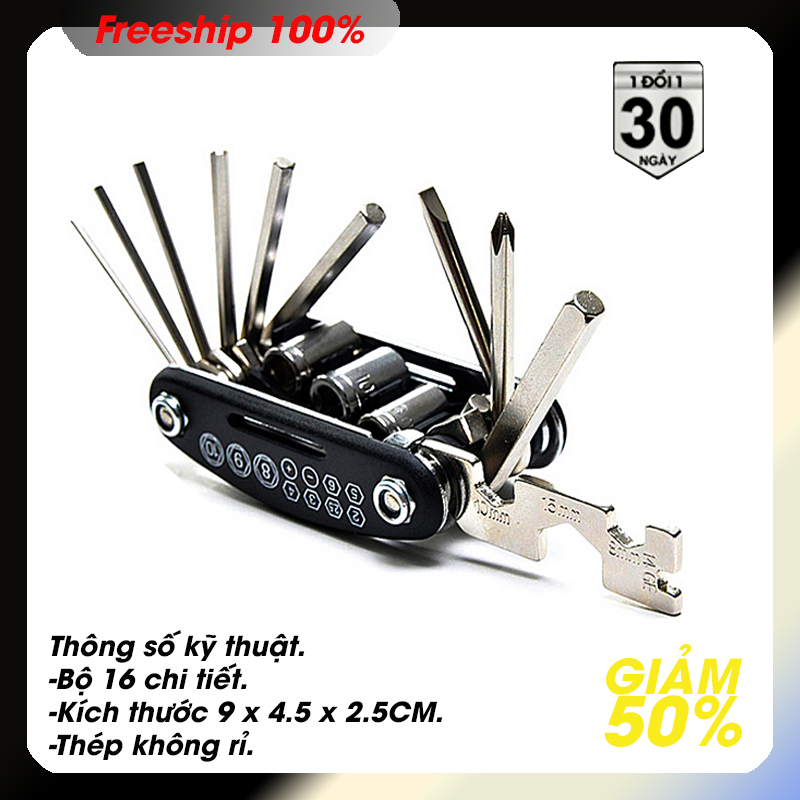 Bộ dụng cụ đa năng 13 chi tiết khóa lục giác tô vit vặn ốc thép công nghiệp CRV - kèm video sản phẩm
