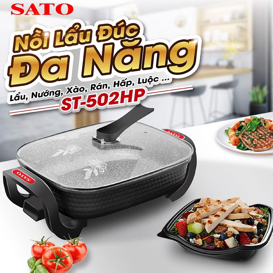 Nồi lẩu điện đa năng sato st-502hp hiện đại và tiết kiệm điện