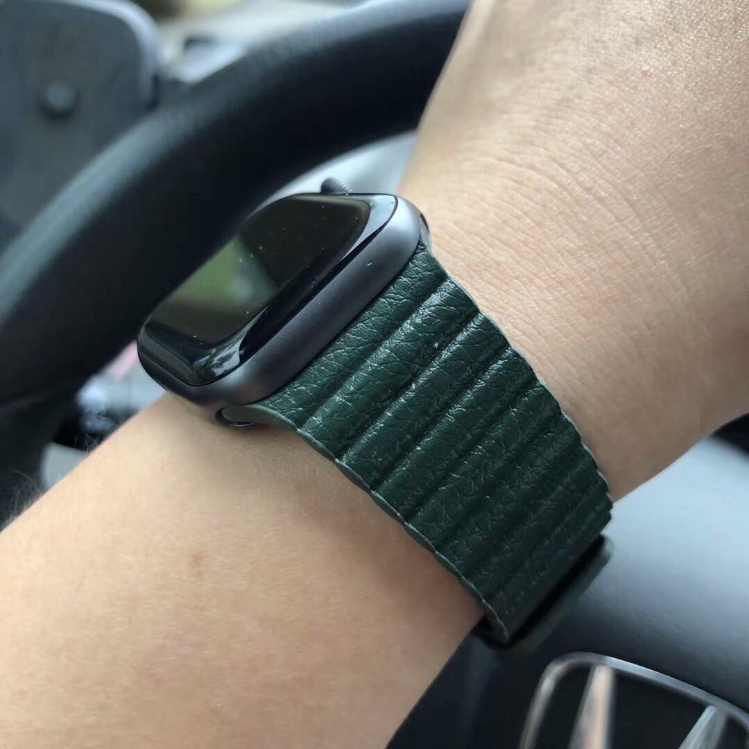 Dây Leather Loop Đồng Hồ Apple Watch Green