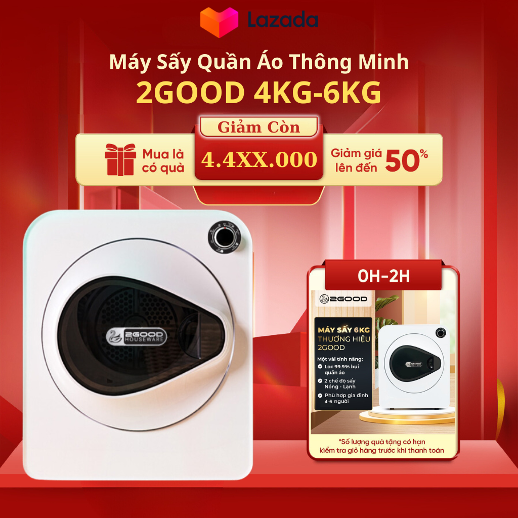 Máy Sấy Quần Áo Thông minh 2GOOD GB12 4kg 6Kg bảo hành 1 năm