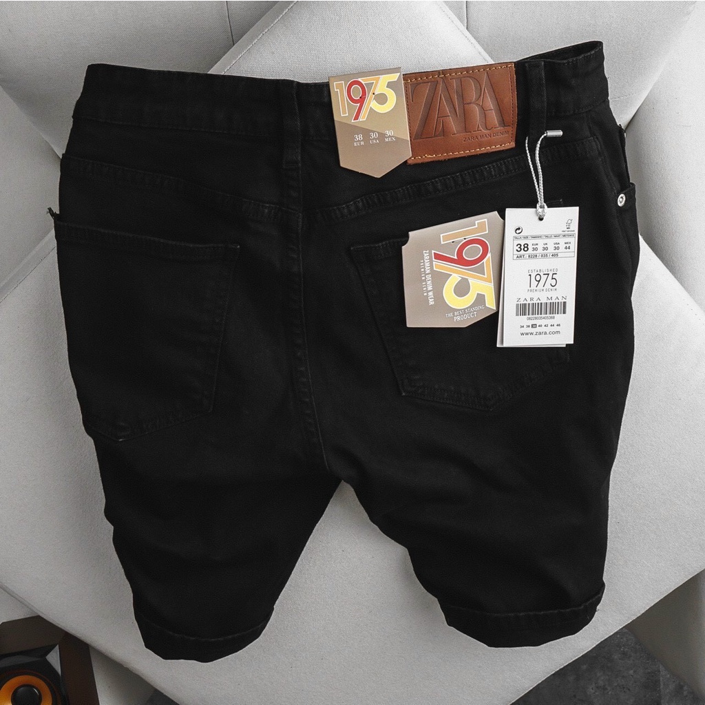  quần short jean nam trơn ngắn hai màu đen trắng form basic chất co giãn đẹp KASYTORE 
