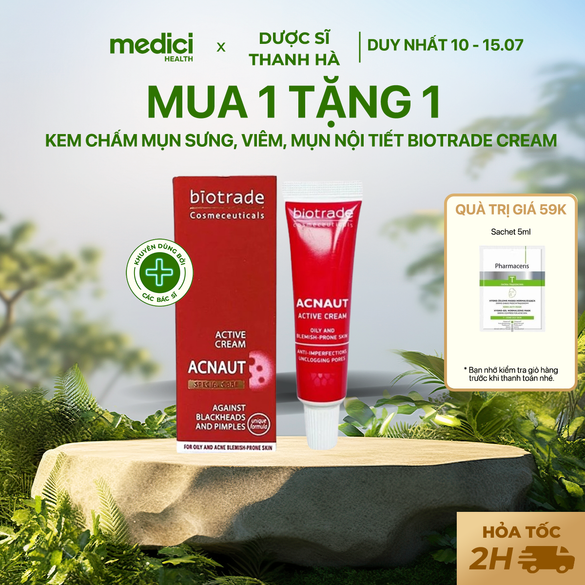 Kem Chấm Mụn Biotrade Acnaut giảm sưng đỏ, chăm sóc da mụn bọc, mụn viêm